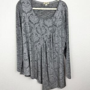 One World Live Let Live Womens Tunic Top Blouse Size 2X Shimmer Flowy Silver